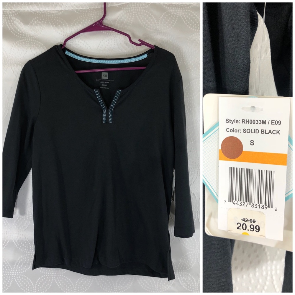 NWT Karen Neuburger Cotton Black PJ Top